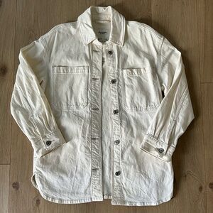 A&F Cream Button-Up Denim Shirt Jacket